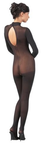 Mandy Mystery - Hel Catsuit Sort med Skrittåpning