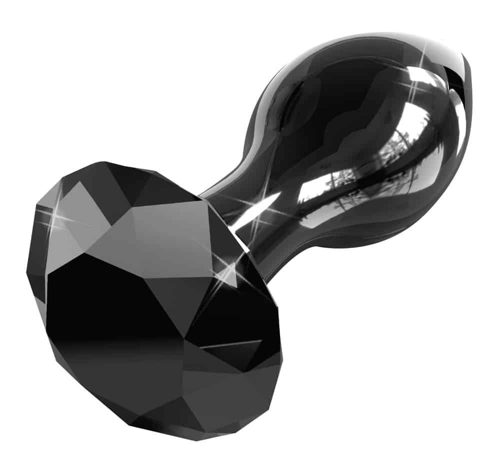 ICICLES No.78 - Sort Buttplug av Glass med Diamant