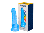 Woomy - Oasis - Blå dildo med pung og sugekopp