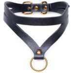 Master Series - Bondage Baddie Collar With O-ring  - Sort/Gull