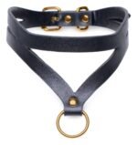 Master Series - Bondage Baddie Collar With O-ring  - Sort/Gull