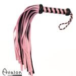 Avalon - HEIR - Rosa og Sort Flogger med 36 Haler i Semsket Lær 