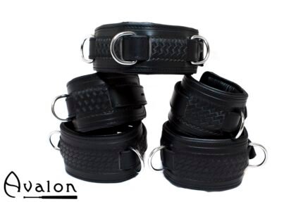 Avalon - LUST - Collar og Cuffs, 5 deler, Sort