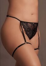 Le Désir Belle - Marie - Stringtruse med Blonder og Strømpebånd - Queen Size - XL - 3XL