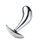 BQS - Metallbuttplug med avlang stopper - Bøyd tupp - Medium