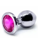 BQS - Buttplug i metall med Krystall - Knæsj Rosa - Medium
