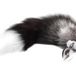 BQS - Silver Fox - Sort og Hvit Hale med Buttplug i Metall 