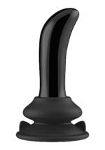 Chrystalino - Prickly  - Sort glassdildo med vibrasjon og sugekopp