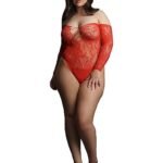 Le Desir - Wonder Rhinestone - Tettsittende Rød Body - Queen Size XL-3XL 