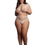 Le Desir - Key-Hole Fishnet Undertøysett - 2XL-4XL - Beige