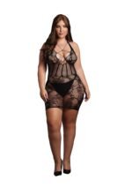 Le Desir - Kort halterneck minikjole med korsett detaljer - XL-4XL