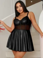 Gnist Undertøy - Wetlook kjole med mesh detaljer - Bilde 7
