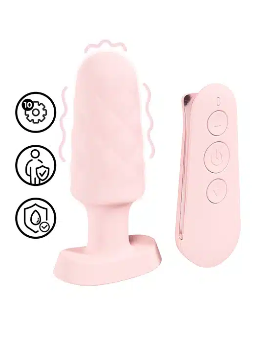 LOVU056PNK-buttplugg-buttplug-loveline-01 Loveline - The Velvet - Buttplug med Vibrasjoner og Fjernkontroll - Rosa - Bilde 1