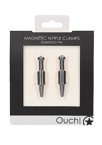 Ouch! Magnetic Nipple Clamp - Diamant Pin - Sølv