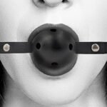Ouch! Black & White - Ballgag med pustehull - Sort 