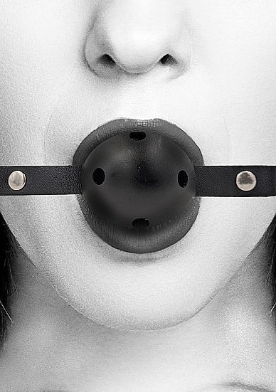 Ouch! Black & White - Ballgag med pustehull - Sort