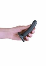 OUCH! - Smooth Silicone - Enkel dildo med sugekopp - Gun Metall