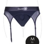 Ouch! Vibrating Strap-on Thong med Strømpebånd - M/L