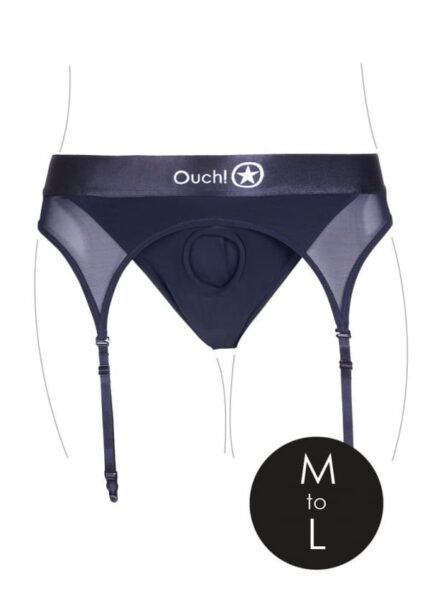 Ouch! Vibrating Strap-on Thong med Strømpebånd - M/L