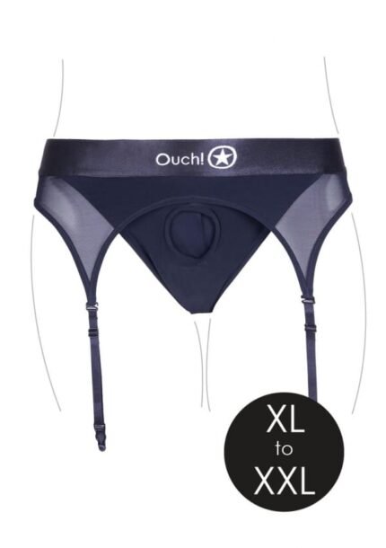 Ouch! Vibrating Strap-on Thong med Strømpebånd - XL/XXL