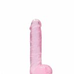 Realrock – Crystal Clear – Realistisk Dildo med Pung – Rosa - 15 cm