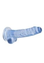 Realrock – Crystal Clear – Realistisk Dildo med Pung – Blå - 17 cm