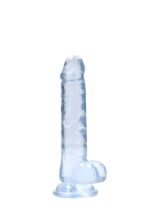 Realrock – Crystal Clear – Realistisk Dildo med Pung – Blå - 17 cm