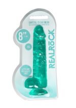 Realrock – Crystal Clear – Dildo med pung og sugekopp – Grønn - 21 cm