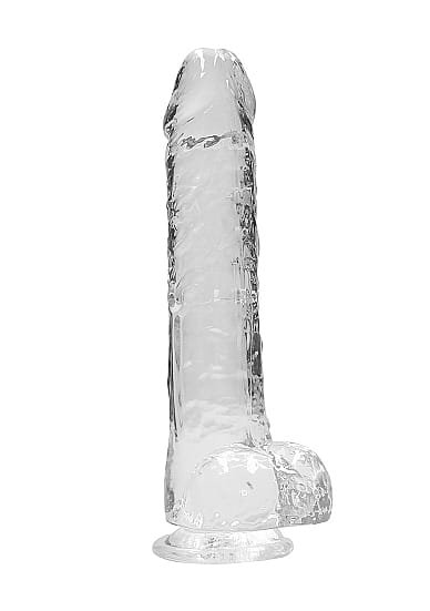 Realrock – Crystal Clear – Realistisk Dildo med Pung – Transparent - 23 cm