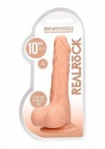 RealRock - Dildo med pung - 10" / 27 cm - Lys hudfarge