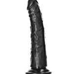 RealRock - Slim Realistic Dildo med sugekopp - 6" / 15,5 cm  - Sort 