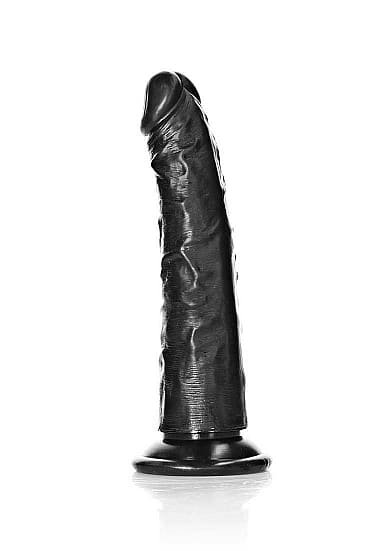 RealRock - Slim Realistic Dildo med sugekopp - 6" / 15,5 cm  - Sort