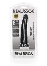 RealRock - Slim Realistic Dildo med sugekopp - 6" / 15,5 cm  - Sort