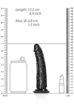 RealRock - Slim Realistic Dildo med sugekopp - 6" / 15,5 cm  - Sort
