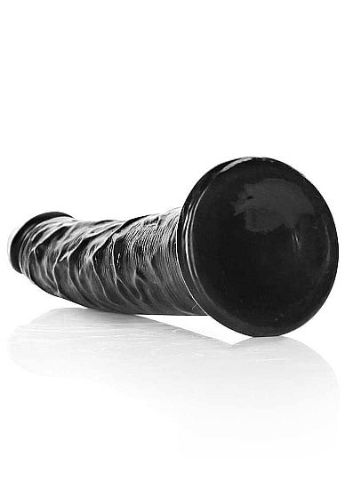 RealRock - Slim Realistic Dildo med sugekopp - 6" / 15,5 cm  - Sort