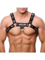 Red Leather - Harness i lær - Sort S/M