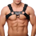 Red Leather - Bulldog Harness i sort lær med sorte detaljer - L/XL