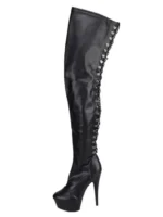 Erogance - Lårhøye Boots - D3063 - Sort - Bilde 6