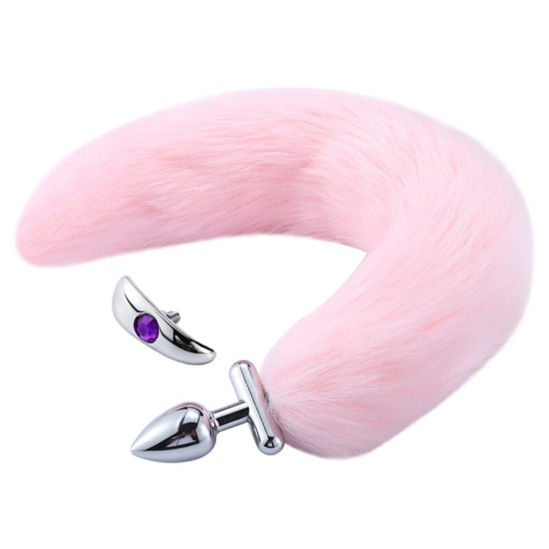 Tconvertible Foxtail - Buttplug med utbyttbare stoppere - Rosa
