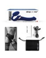 Strap-on-Me - Stroppeløs Strap On med Vibrasjoner og Slikkefunksjon - Large - Blå