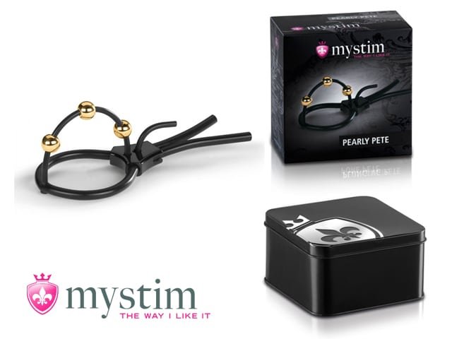 Mystim - Pearly Pete - Corona Strap med gullkuler