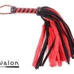 Avalon - NYMPH - Flogger med Lær og Pels, Sort og Rød