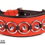 Avalon - CHERISHED - Collar med Spisse Nagler og Ringer - Rødt og Svart 