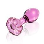 ICICLES No.48 - Rosa Buttplug av Glass med Blomst