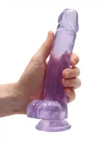 Realrock – Crystal Clear – Realistisk Dildo med Pung - Lilla - 17 cm - Bilde 4