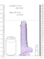 Realrock – Crystal Clear – Realistisk Dildo med Pung - Lilla - 17 cm - Bilde 3