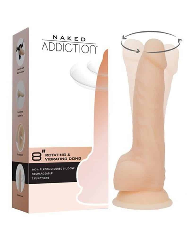 Naked Addiction - Roterende og Vibrerende Dildo 8" Naked Addiction - Roterende og Vibrerende Dildo 8"