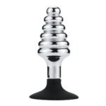 Buttplug i Metall med Riller og Sugekopp