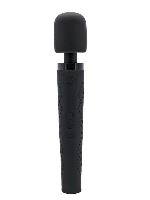 122-f2000-bv-pixey-deluxe-velvet-massasjestav-massage-wand-magicwand-08 Pixey - Deluxe Black Velvet - Kraftig Oppladbar Massasjestav - Large - Bilde 1