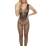 Gnist Undertøy - Netting Catsuit med Blomstermønster – Sort